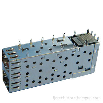 SFP Cage 2 x 1 with Inner and Outer Light Pipes, Press Fit